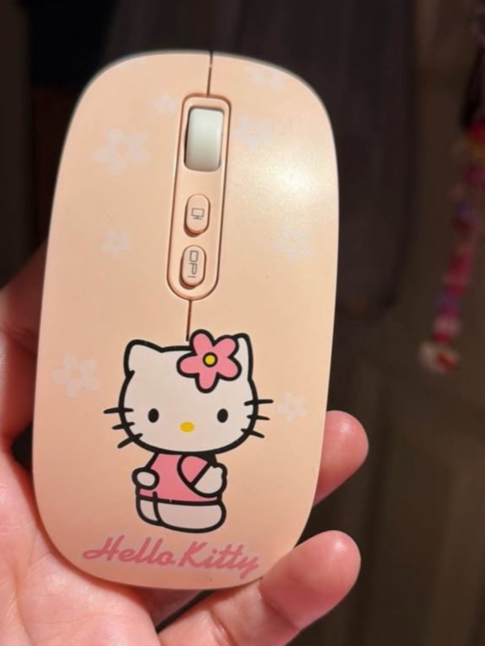 Hello Kitty Peach-Pink Floral Wireless Mouse